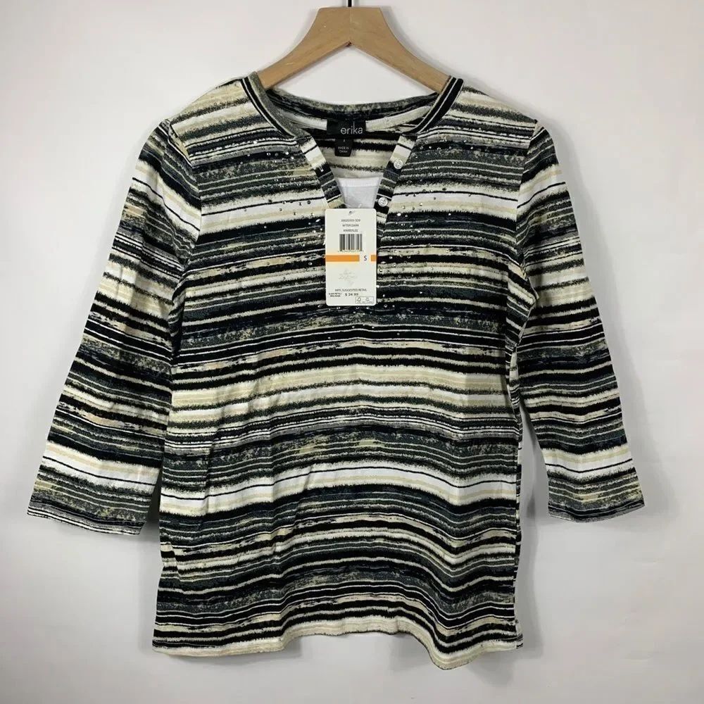Erica Tan/Black Rhinestone NWT 3/4 Sleeves size S
